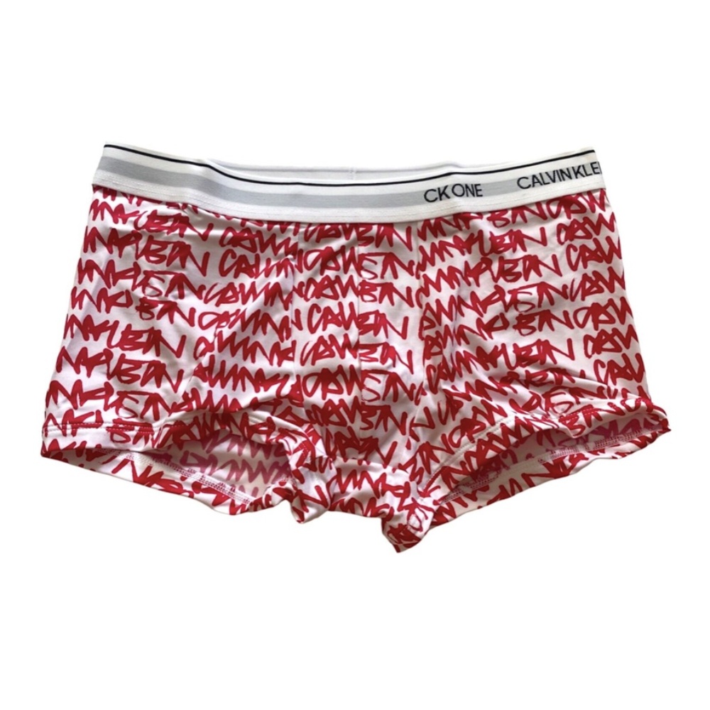 Calvin Klein New CK One Logo Red Microfiber Low Rise Trunk Underwear NB2225 033